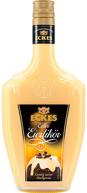 Flasche ECKES Eierlikör mit goldenem Etikett und Deckel